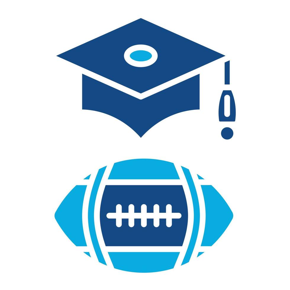 ícone de duas cores de glifo de futebol universitário vetor