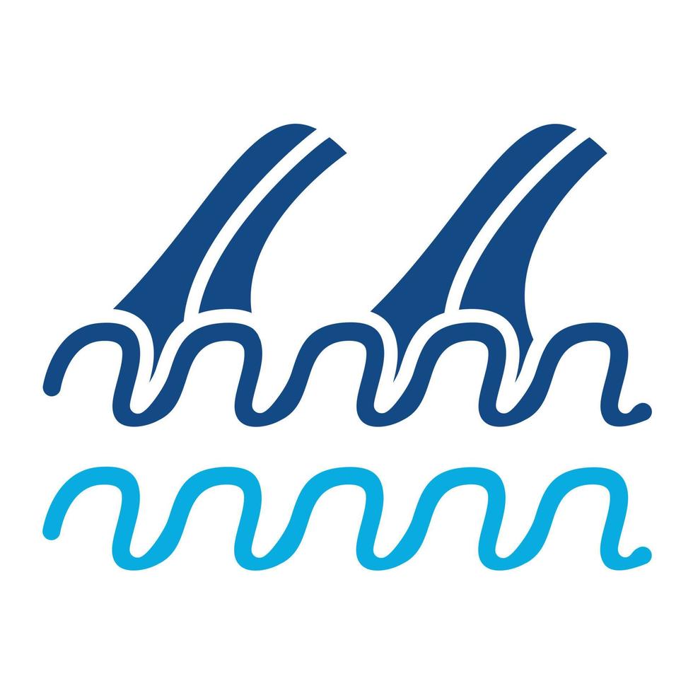 ícone de glifo de duas cores das ondas do mar vetor