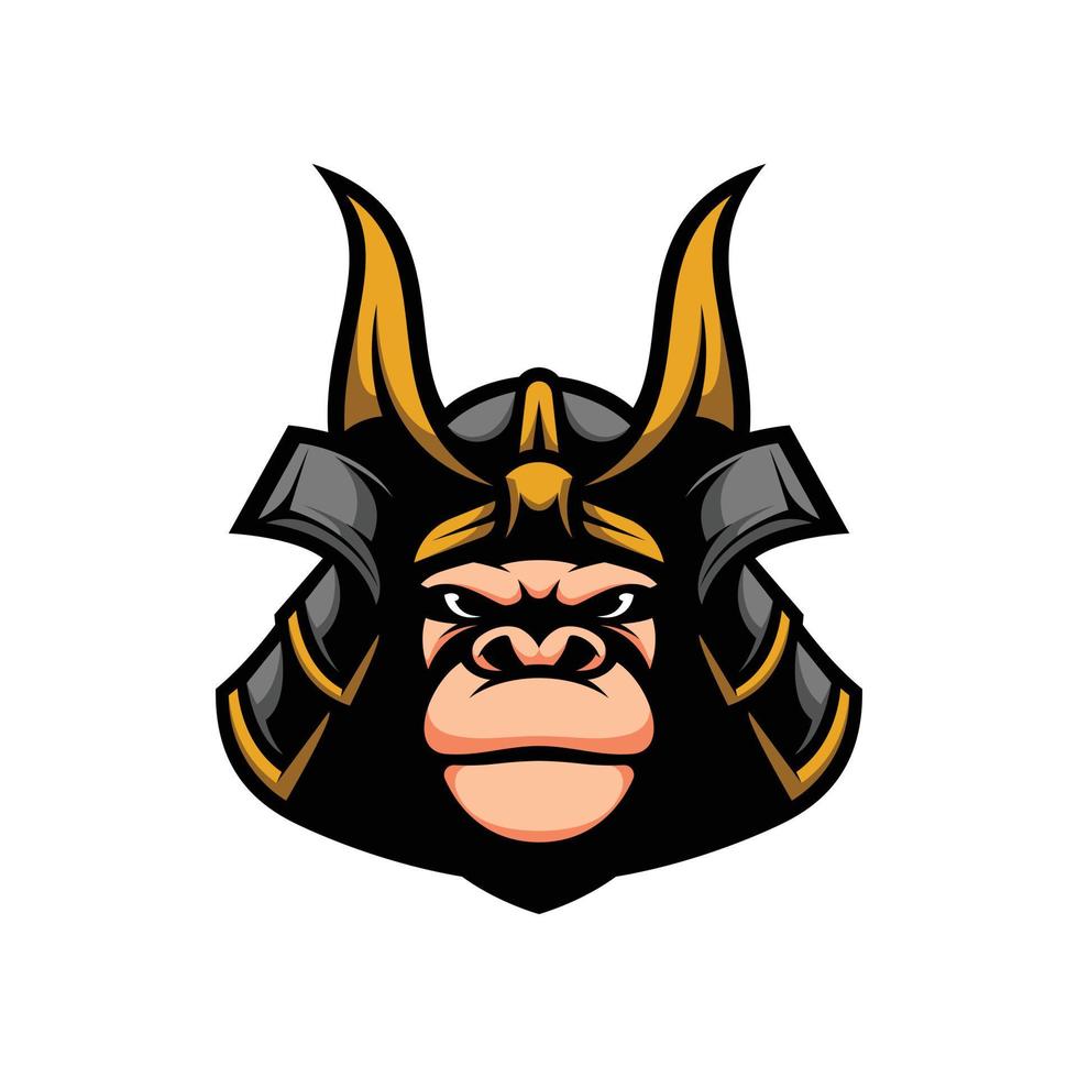 novo design de mascote gorila samurai vetor