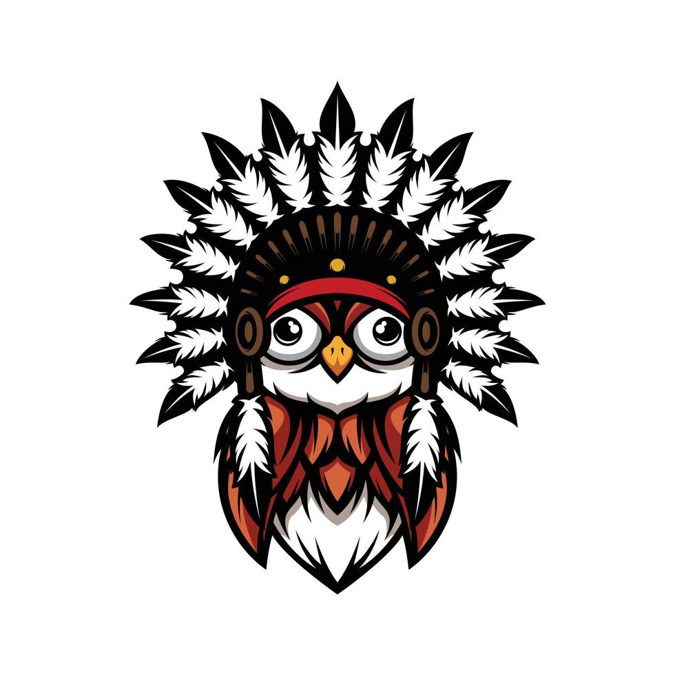 novo design de mascote coruja apache vetor