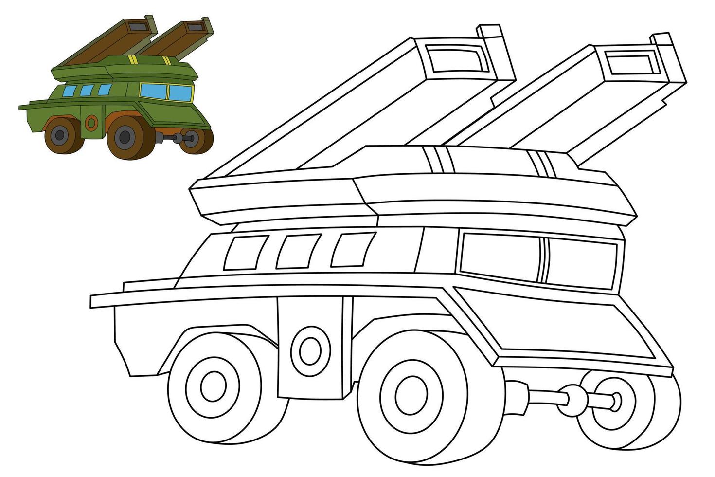 desenho de tanque para colorir vetor