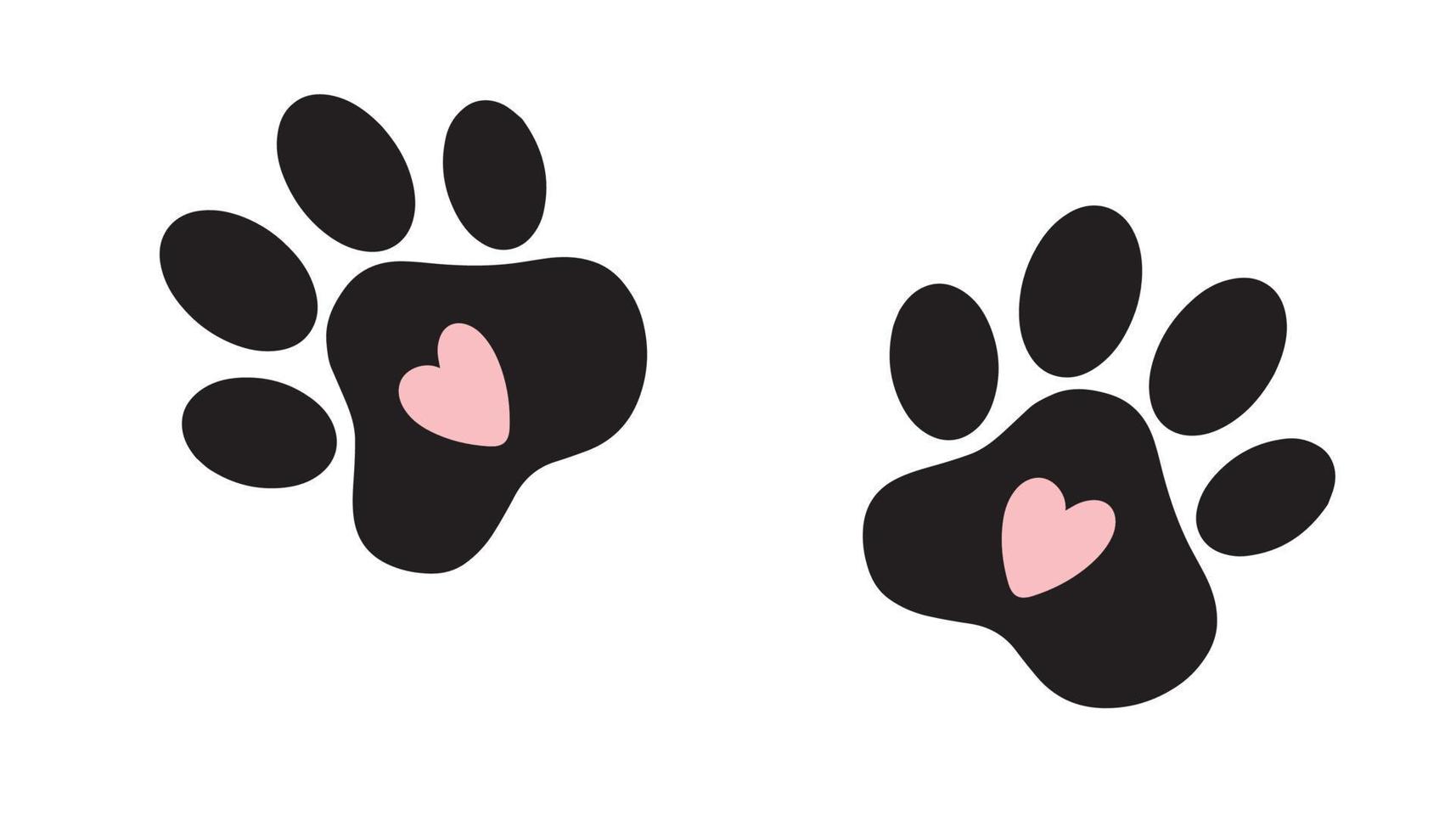 silhueta da pata de um gato. pegadas. um ícone de filhote de cachorro ou gato. um traço de um animal de estimação vetor
