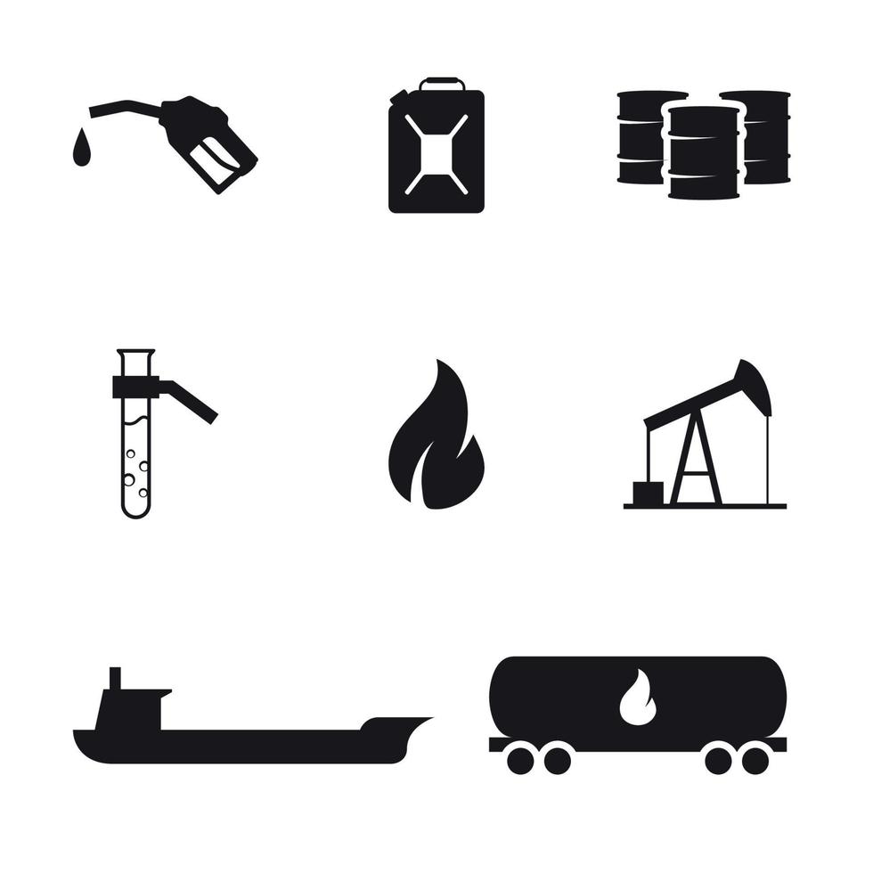 conjunto de ícones isolados em uma indústria de petróleo de tema vetor