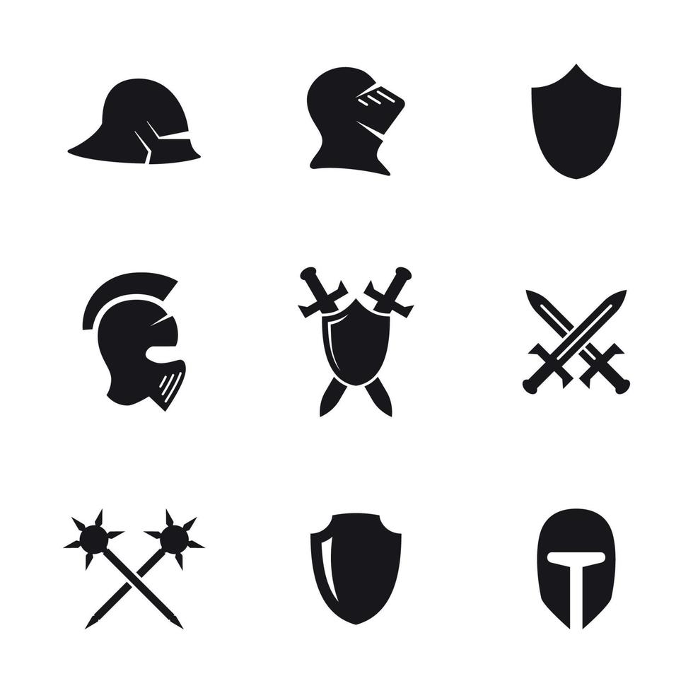 conjunto de ícones isolados em símbolos de guerra de tema vetor