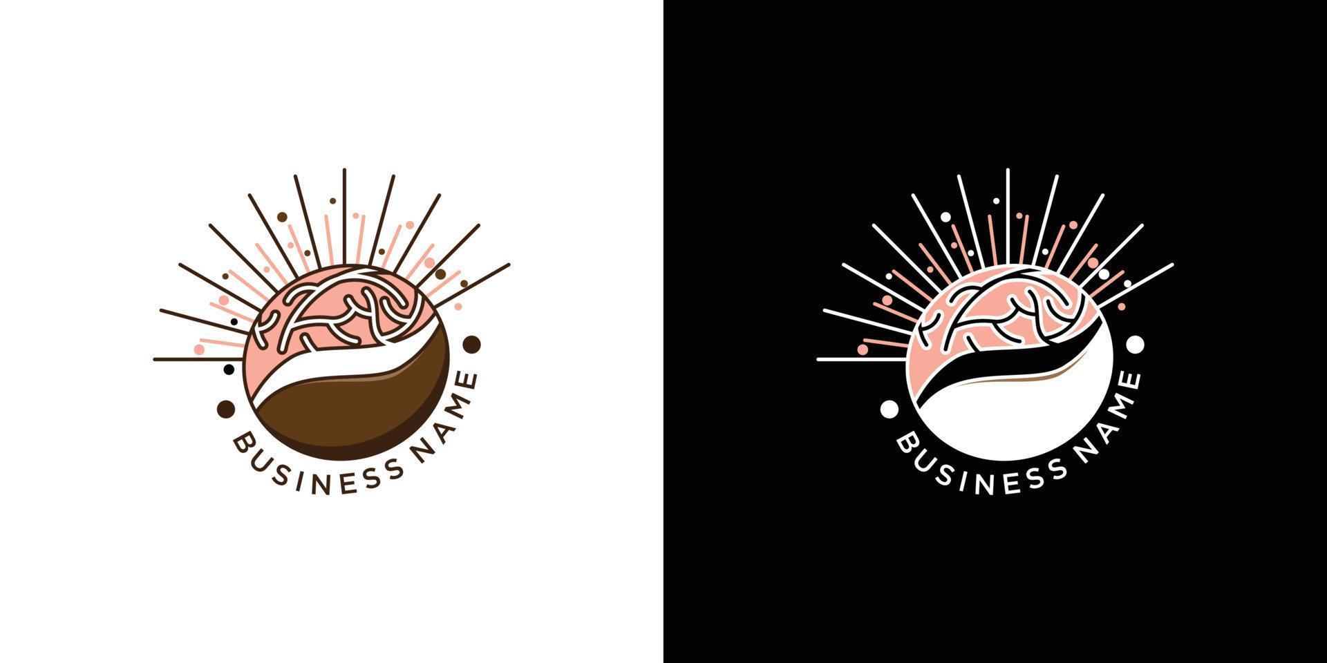 idéias de logotipo de café cerebral. design de logotipo de inspiração vetor