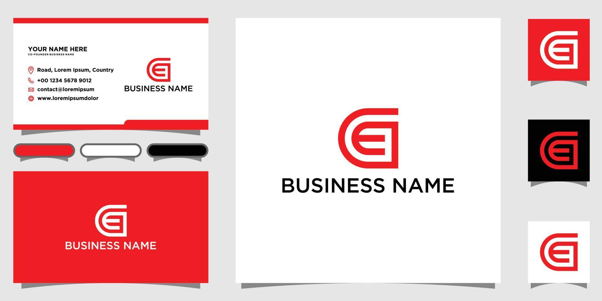 logotipo do monograma da letra ge com design de cartão de visita vetor