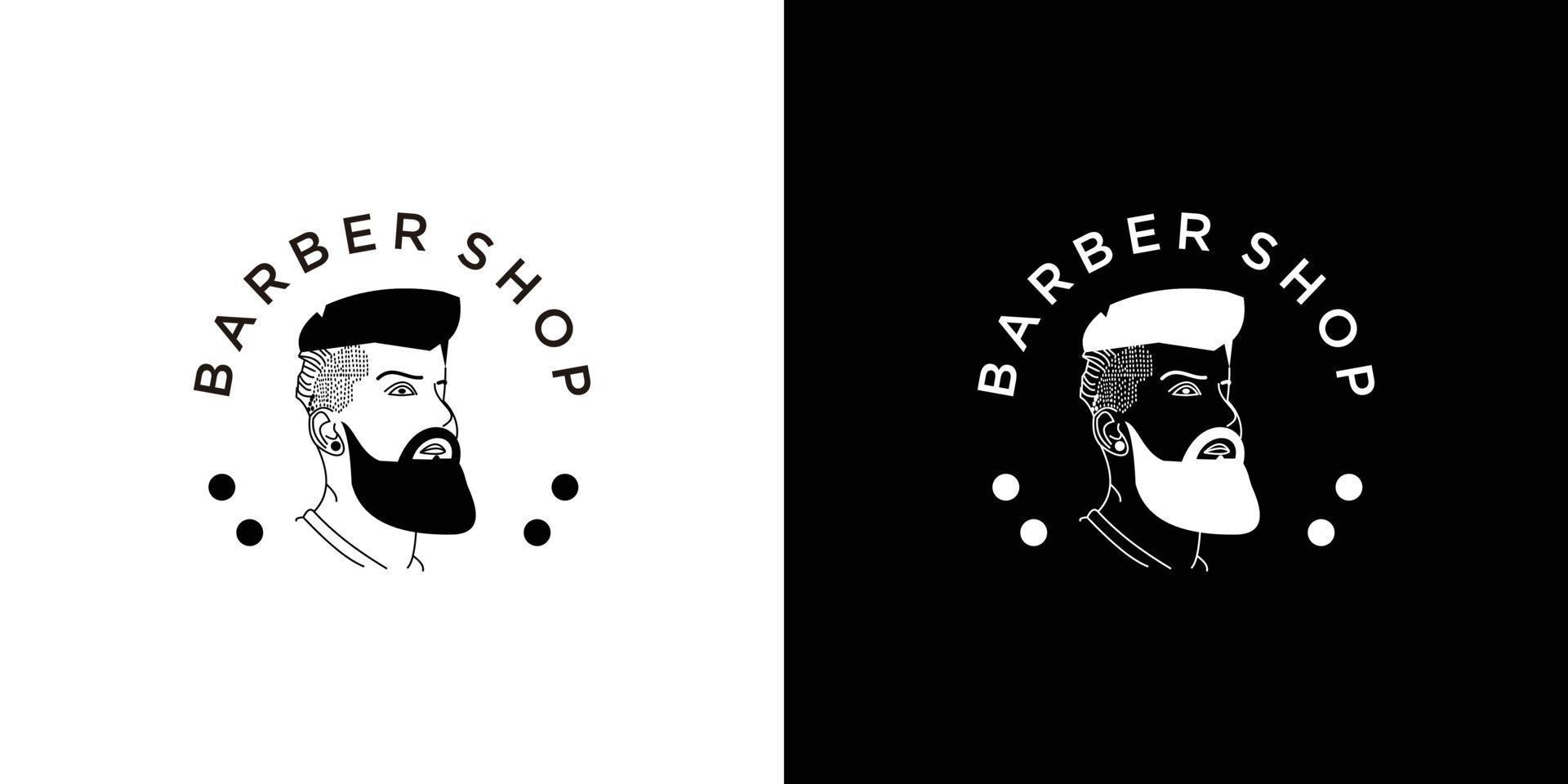 emblema de distintivo de etiqueta de barbearia. vetor preto