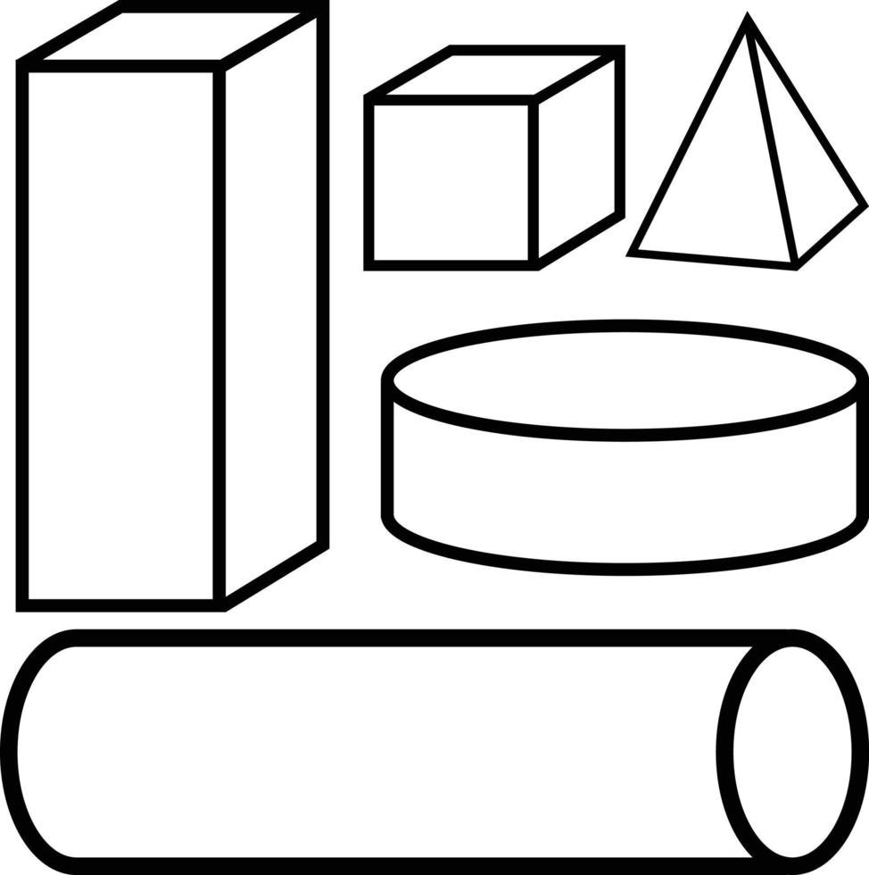 formas geométricas da moda de um tubo 3d, círculo, pirâmide, retângulo e contorno quadrado vetor