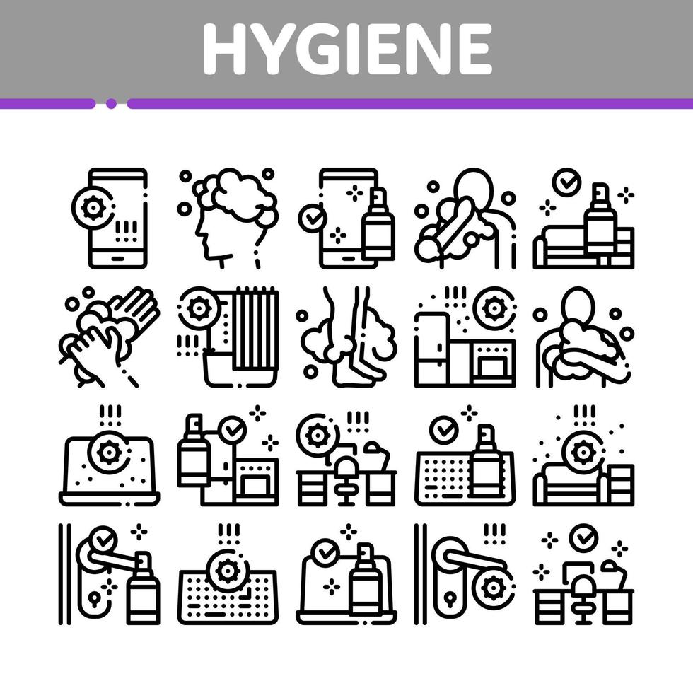 vetor de conjunto de ícones de coleção de higiene e saúde