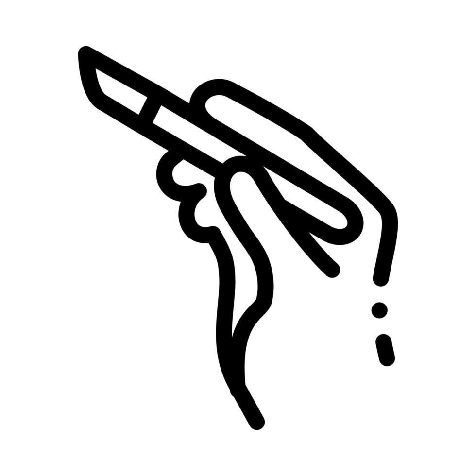 mão de cirurgião com ilustração de contorno vetorial de ícone de bisturi vetor