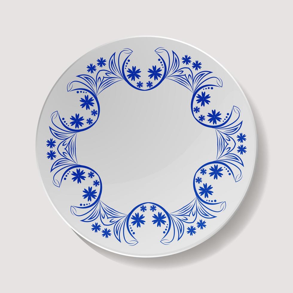 vetor de placa realista. talheres de porcelana closeup isolados. vista superior do prato de cozinha em cerâmica. modelo de cozinha para apresentação de alimentos.