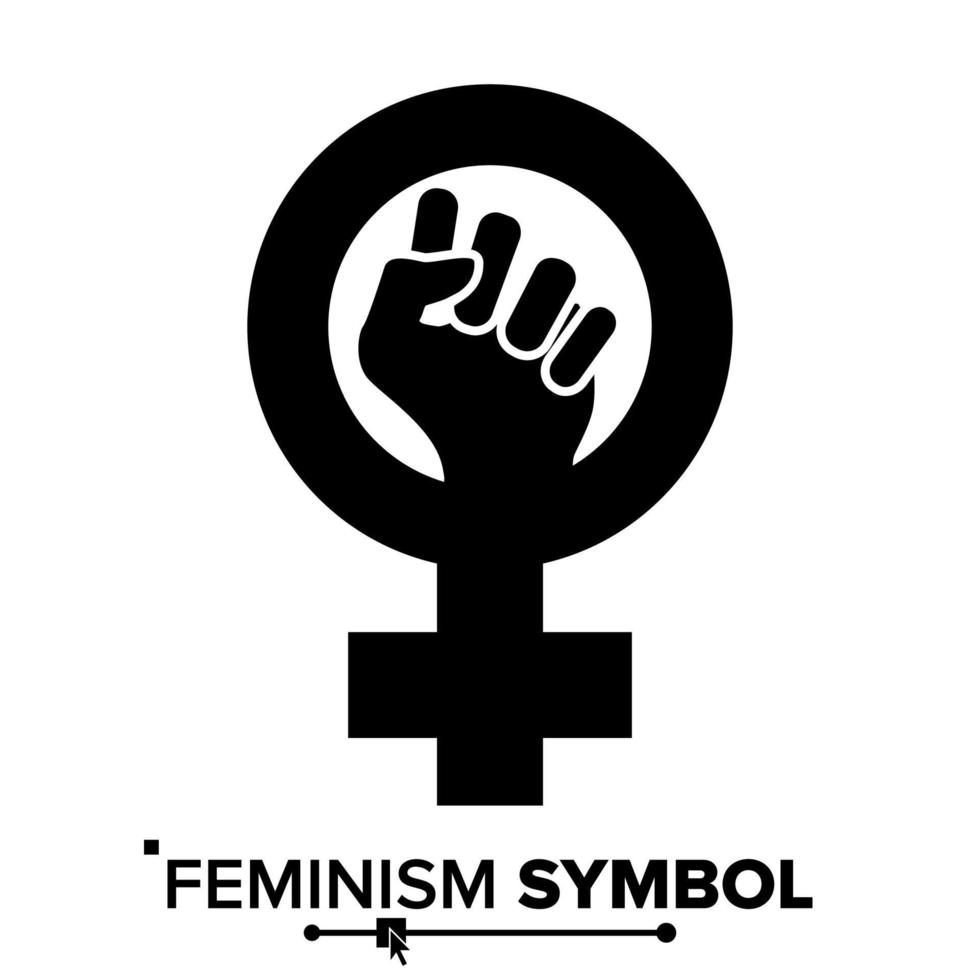 vetor de símbolo de protesto do feminismo. feminismo mulher poder de gênero. ícone feminino. mão feminista. direitos das meninas. ilustração isolada