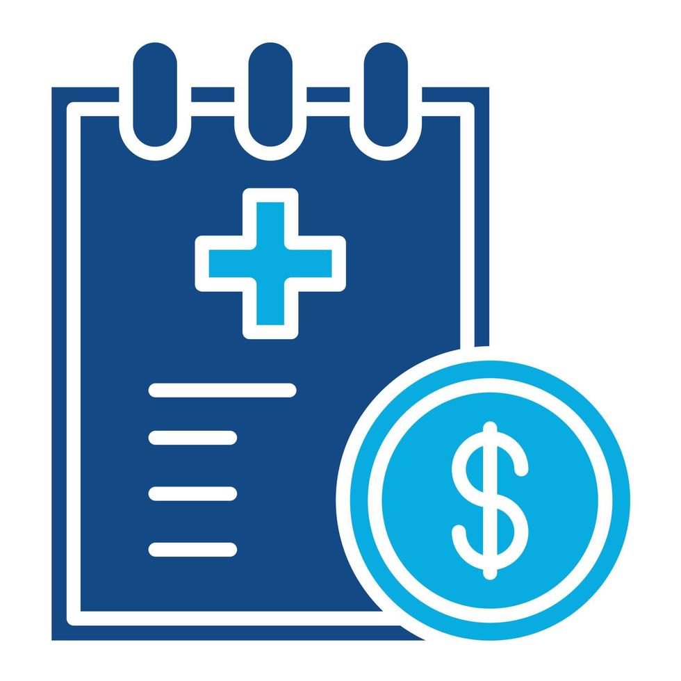 ícone de duas cores de glifo dedutível de seguro de saúde vetor