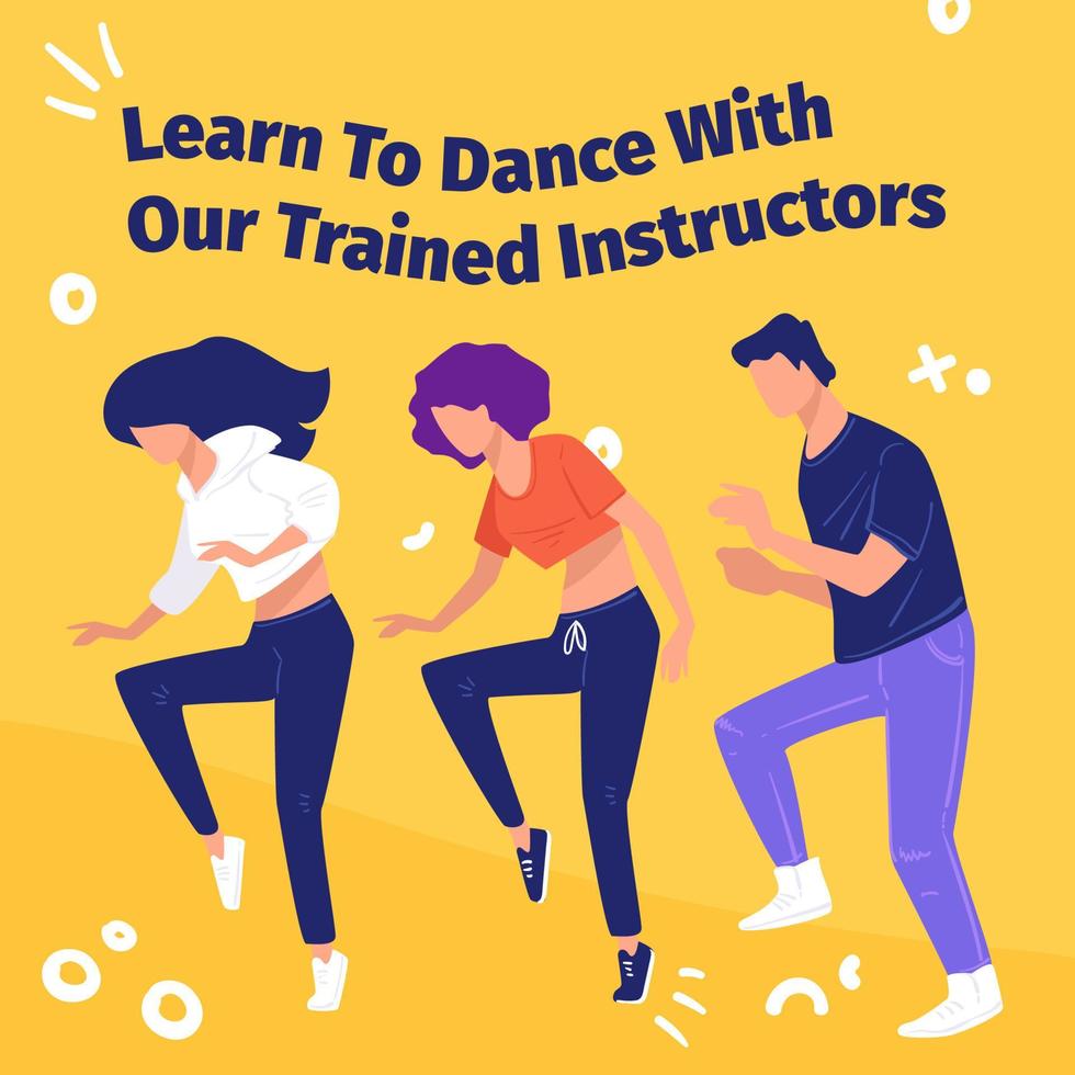 aprenda a dançar com nossos instrutores treinados vetor