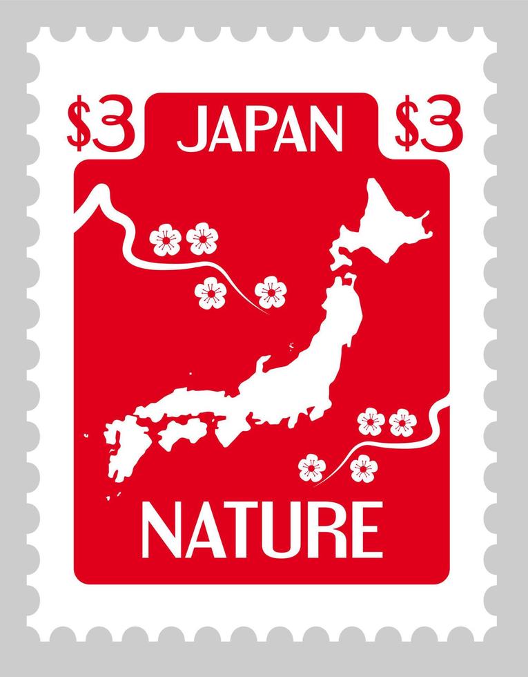 japão natureza, ilha com carimbo de flor de cerejeira vetor