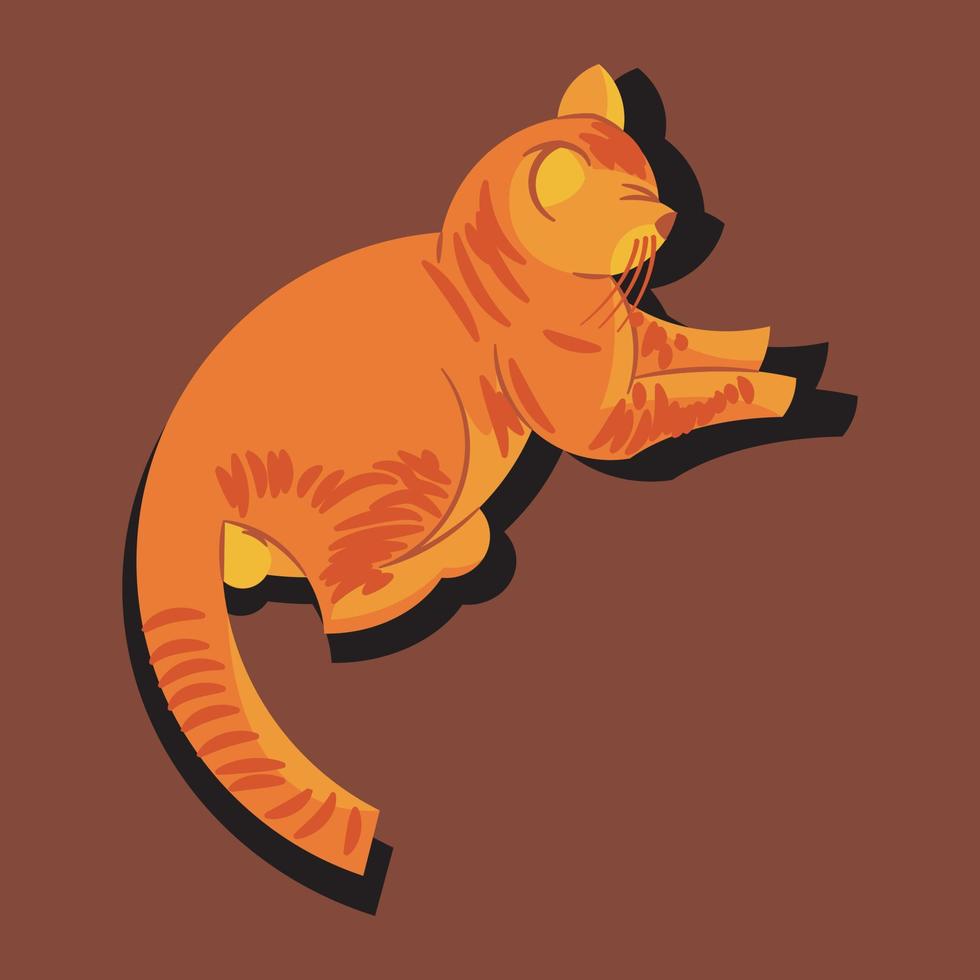 ilustração de um gato laranja deitado vetor