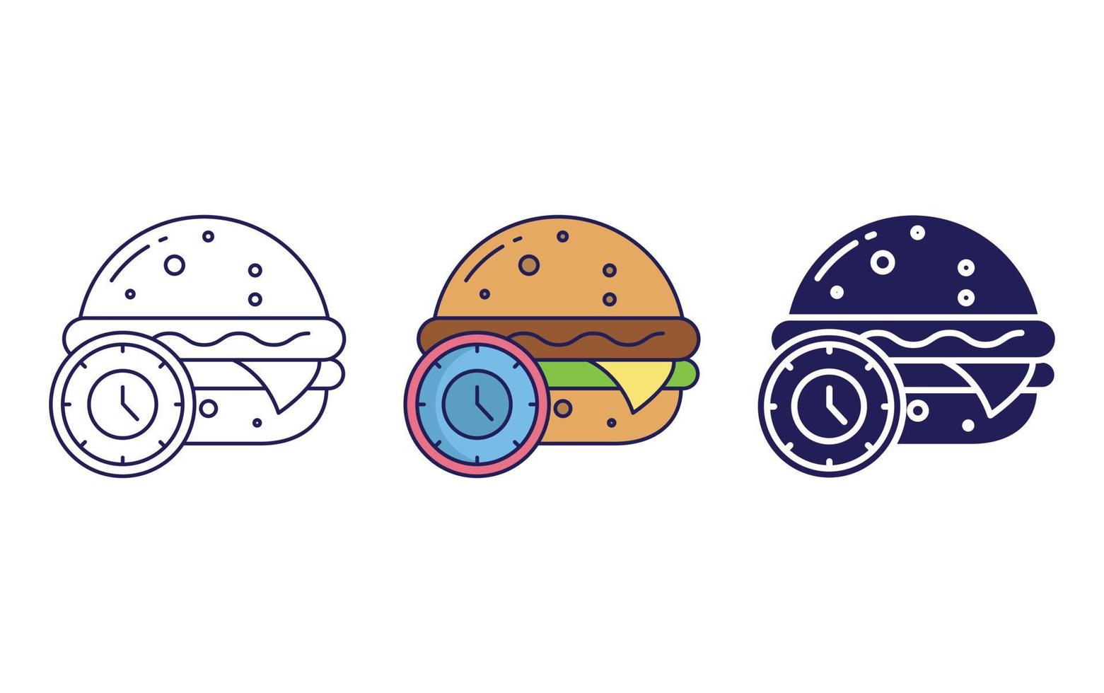 ícone da hora do hambúrguer vetor