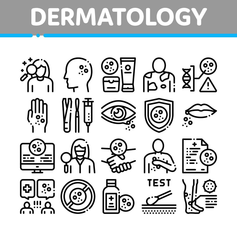 vetor de conjunto de ícones de coleção de cuidados com a pele dermatologia