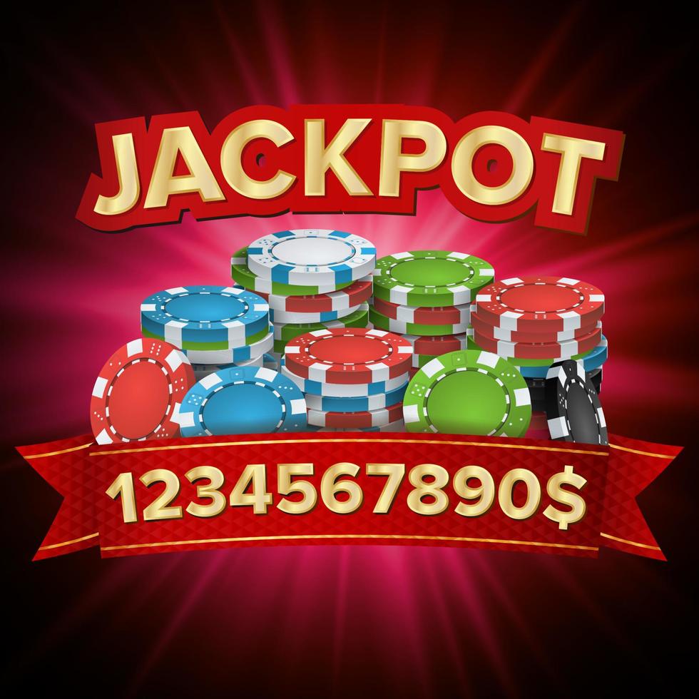 jackpot grande vitória brilhante vetor de banner de cassino. para casino online, jogos de cartas, pôquer, roleta.