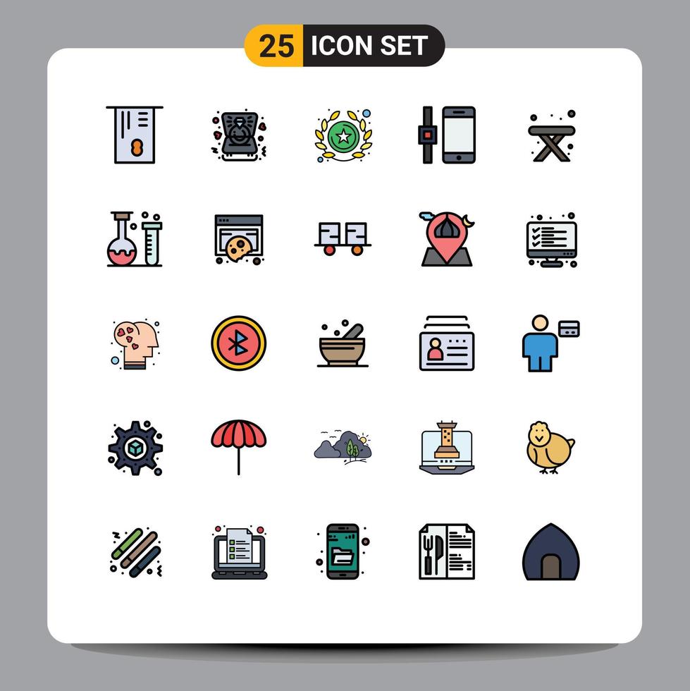 25 ícones criativos sinais modernos e símbolos de sucesso da mesa de química camping relógio inteligente elementos de design de vetores editáveis