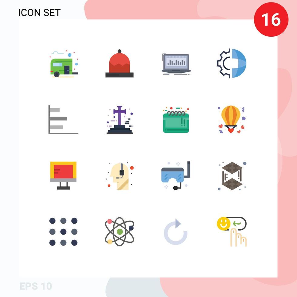 16 ícones criativos sinais modernos e símbolos de processamento de engrenagem de desenvolvimento de inverno monitoramento pacote editável de elementos de design de vetores criativos