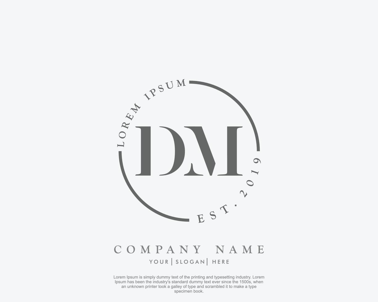 logotipo feminino inicial dm monograma de beleza e design de logotipo elegante, logotipo de caligrafia da assinatura inicial, casamento, moda, floral e botânico com modelo criativo vetor