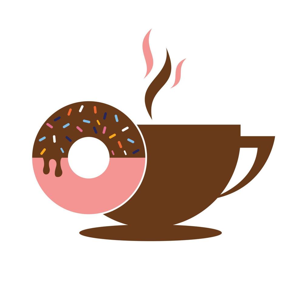 rosquinha e vetor de logotipo de café. design de logotipo de loja de rosquinhas.