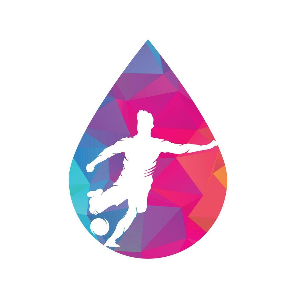 design de logotipo de jogador de futebol e futebol. bola driblando o design do ícone do logotipo do vetor. vetor