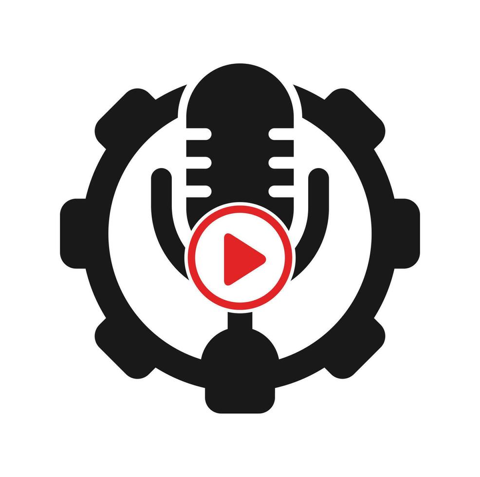 design de modelo de logotipo de podcast de reprodução de vídeo. canal de podcast ou design de logotipo de rádio. vetor