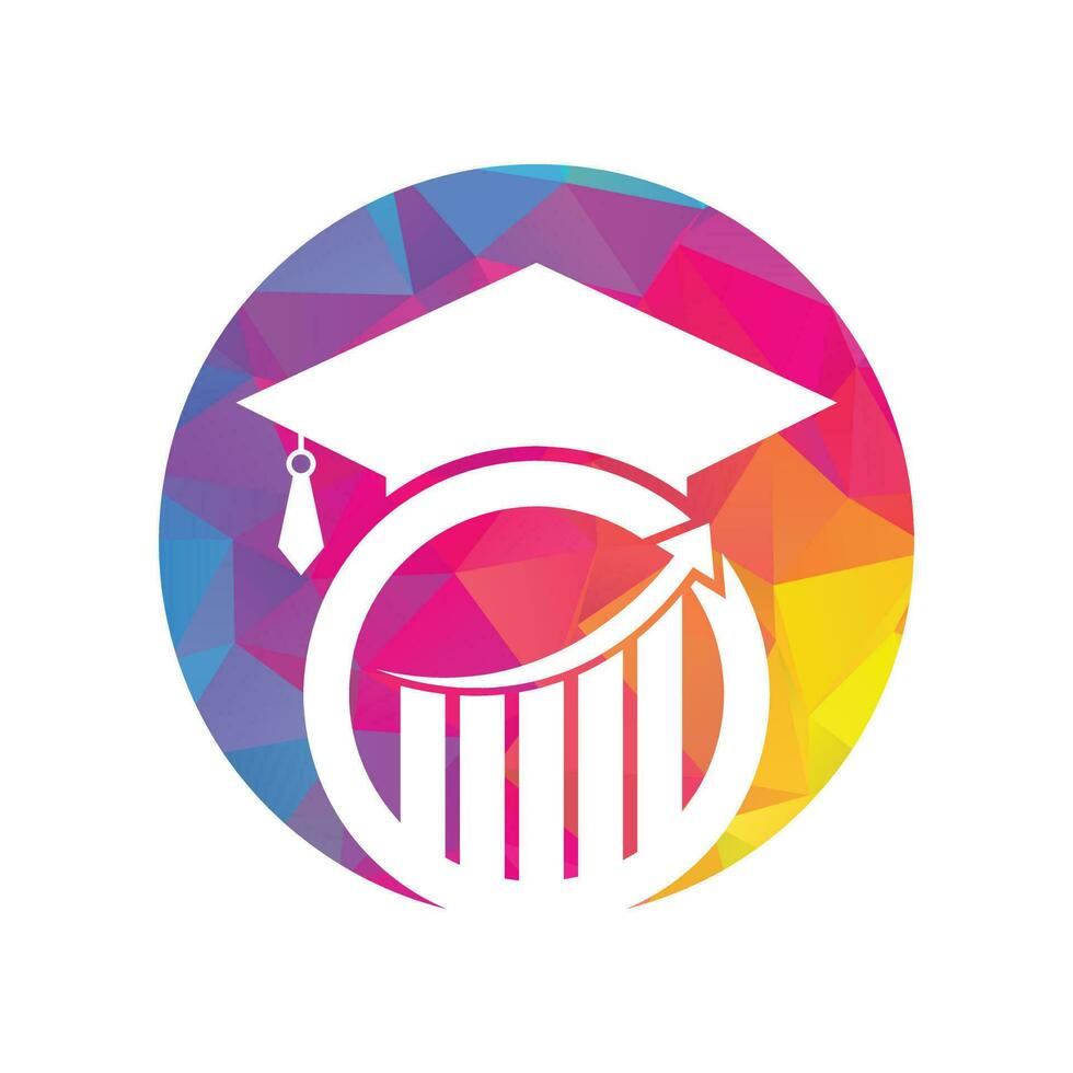boné de pós-graduação com vetor de logotipo de gráfico de barras de finanças. design de logotipo de educação e logotipo de investimento.