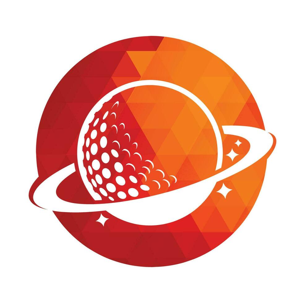 design de logotipo de vetor de golfe do planeta. modelo de design de logotipo de vetor de bola de golfe e planeta.