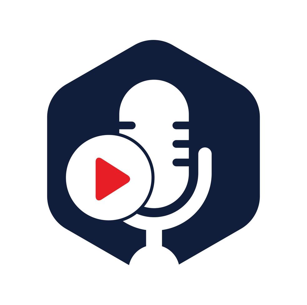 design de modelo de logotipo de podcast de reprodução de vídeo. canal de podcast ou design de logotipo de rádio. vetor