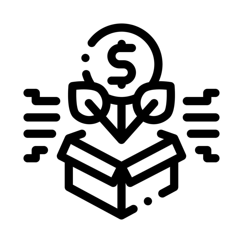ilustração de contorno do vetor de ícone de crescimento de árvore de dinheiro