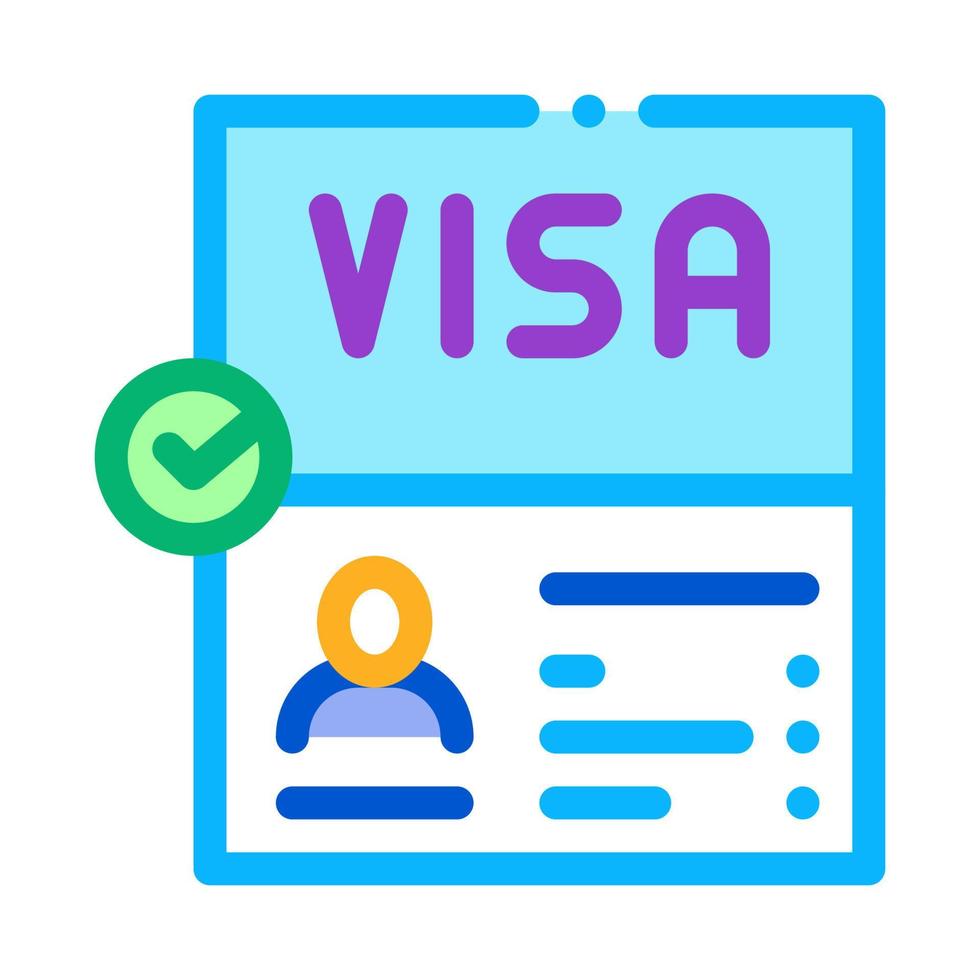 ilustração de contorno vetorial de ícone de confirmação de documento de visto vetor