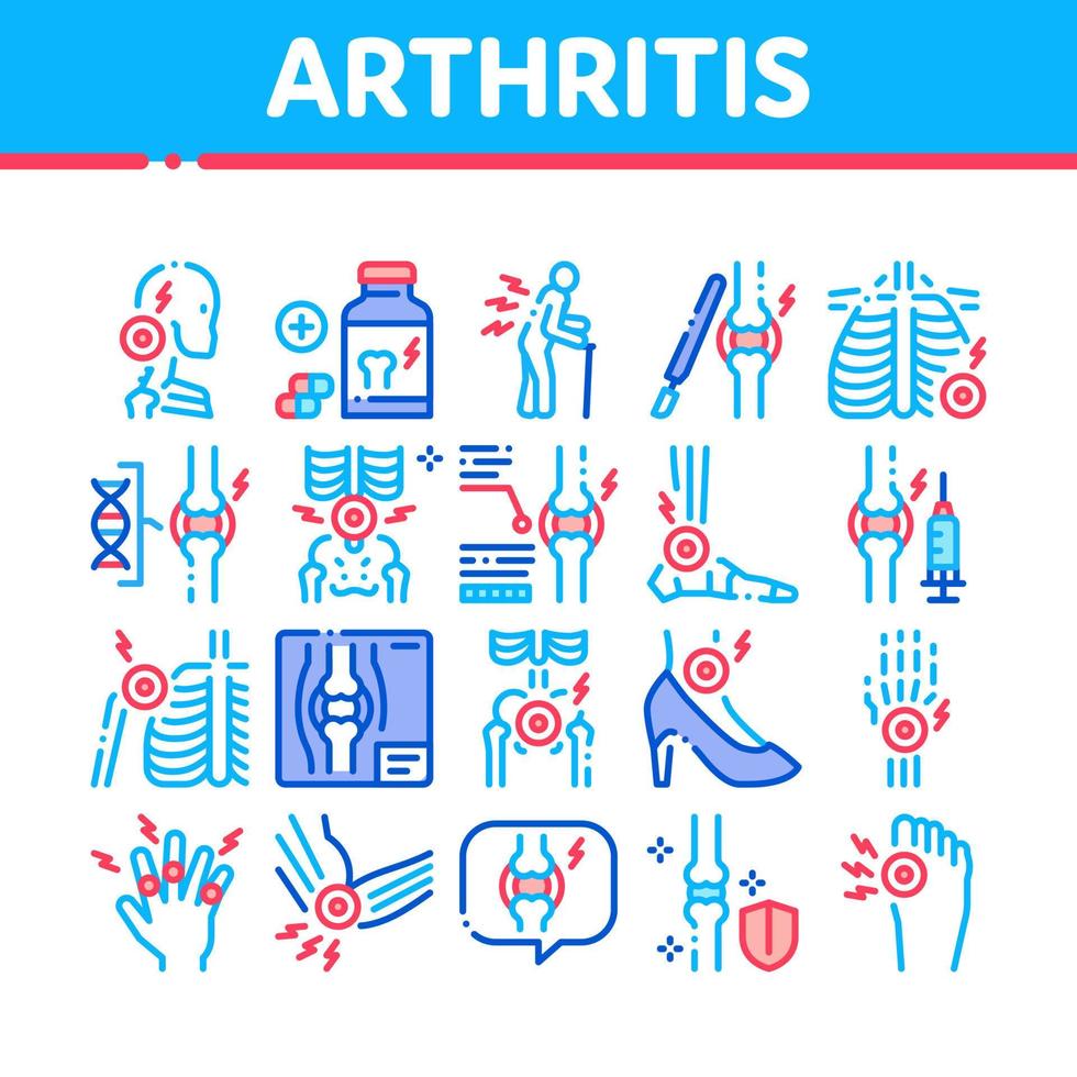 vetor de conjunto de ícones de coleção de doenças de artrite