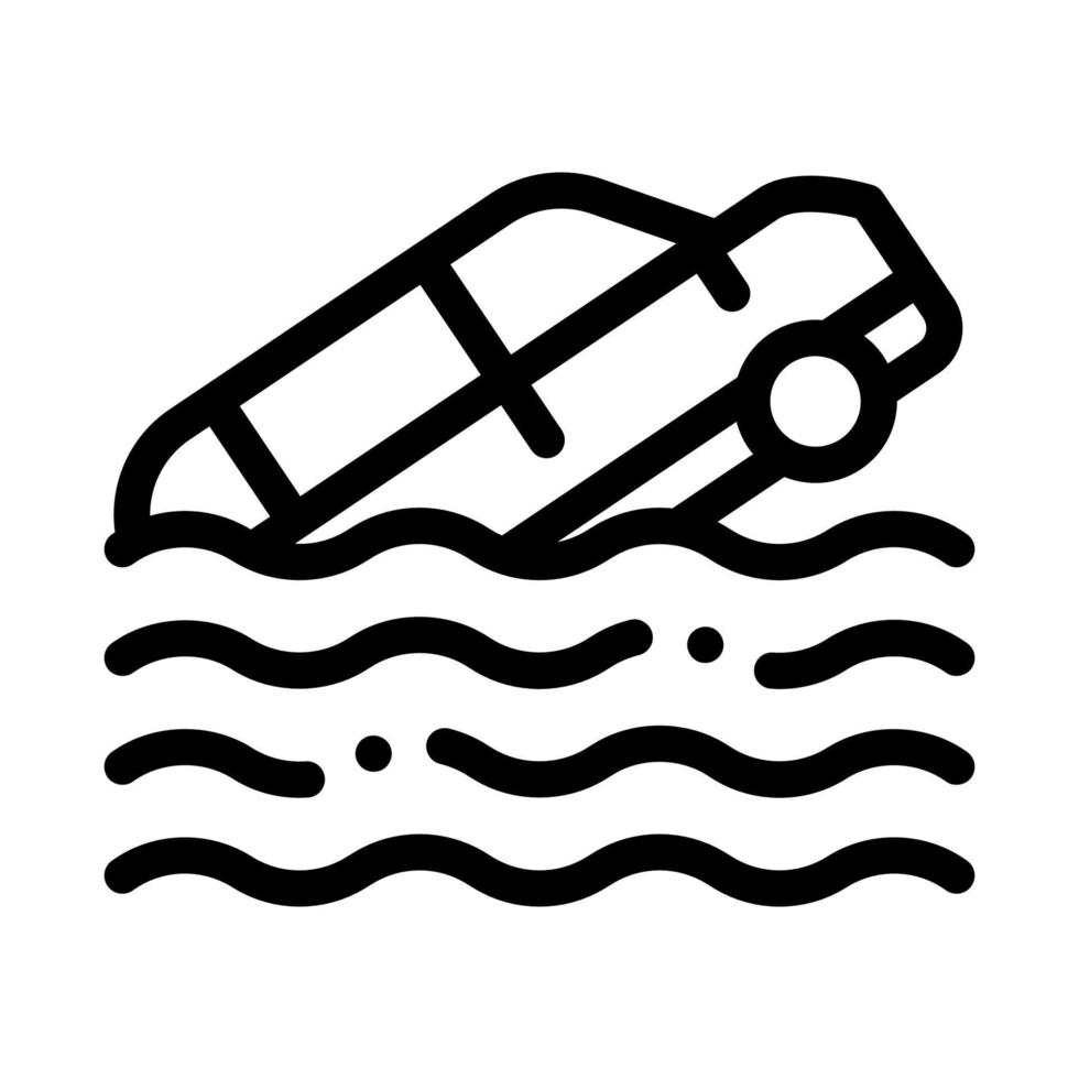 ilustração de contorno de vetor de ícone de carro afundando
