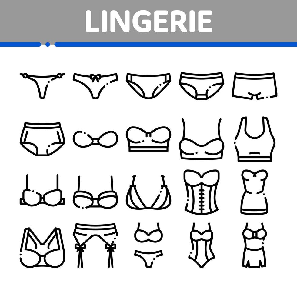 vetor de conjunto de ícones de coleção de calcinhas de sutiãs de lingerie
