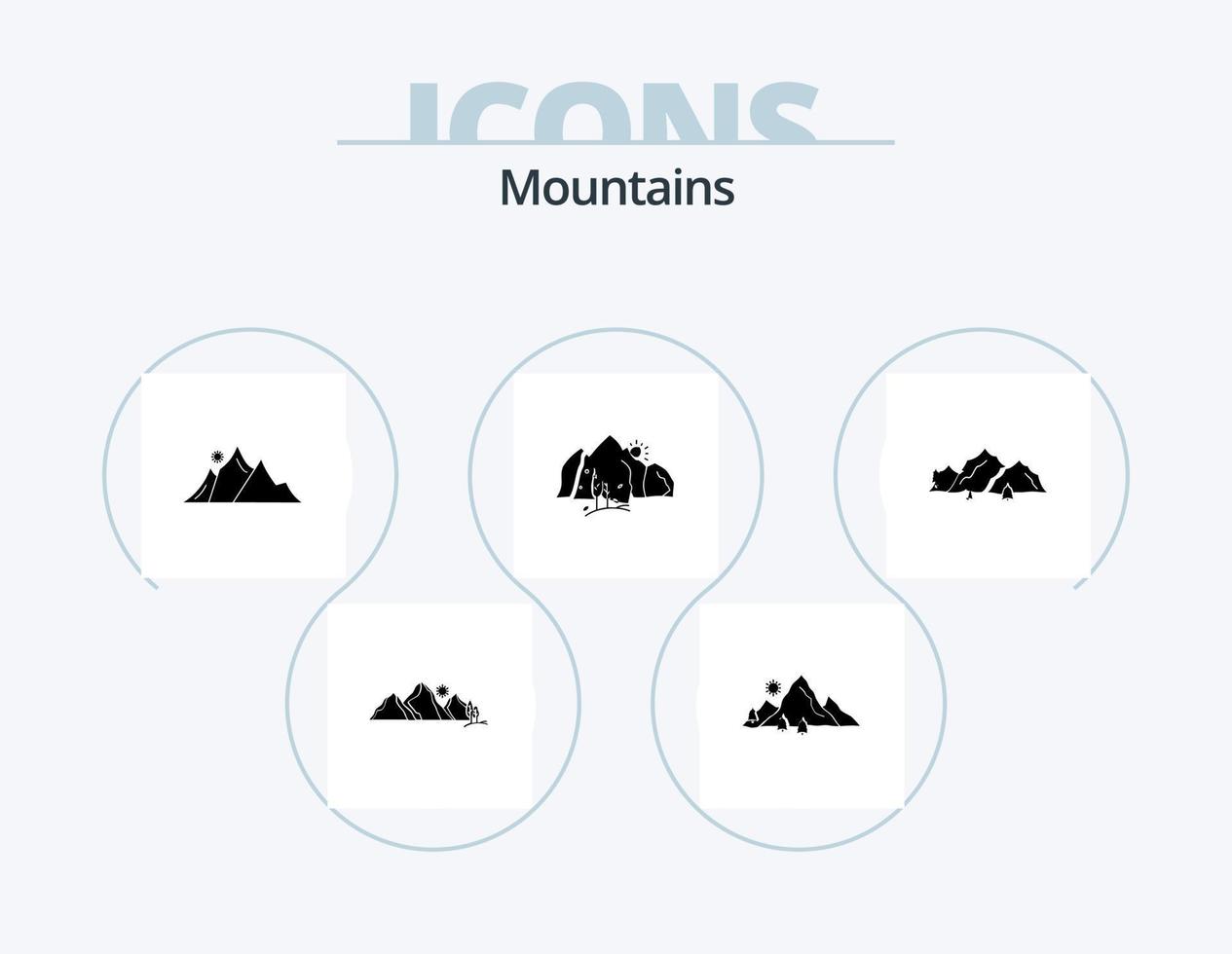 pacote de ícones de glifo de montanhas 5 design de ícones. colina. montanha. montanha. árvore. natureza vetor