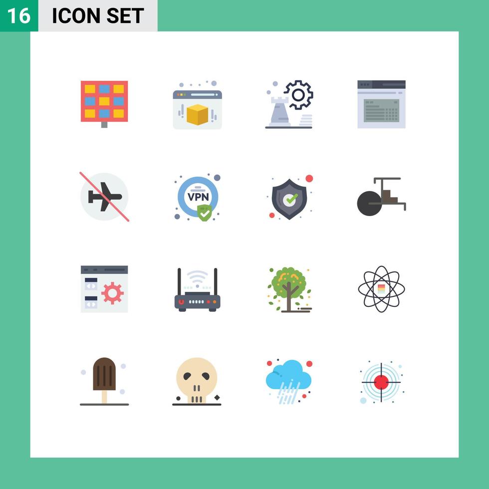 grupo de símbolos de ícone universal de 16 cores planas modernas de página de site de xadrez de texto desativado pacote editável de elementos de design de vetores criativos