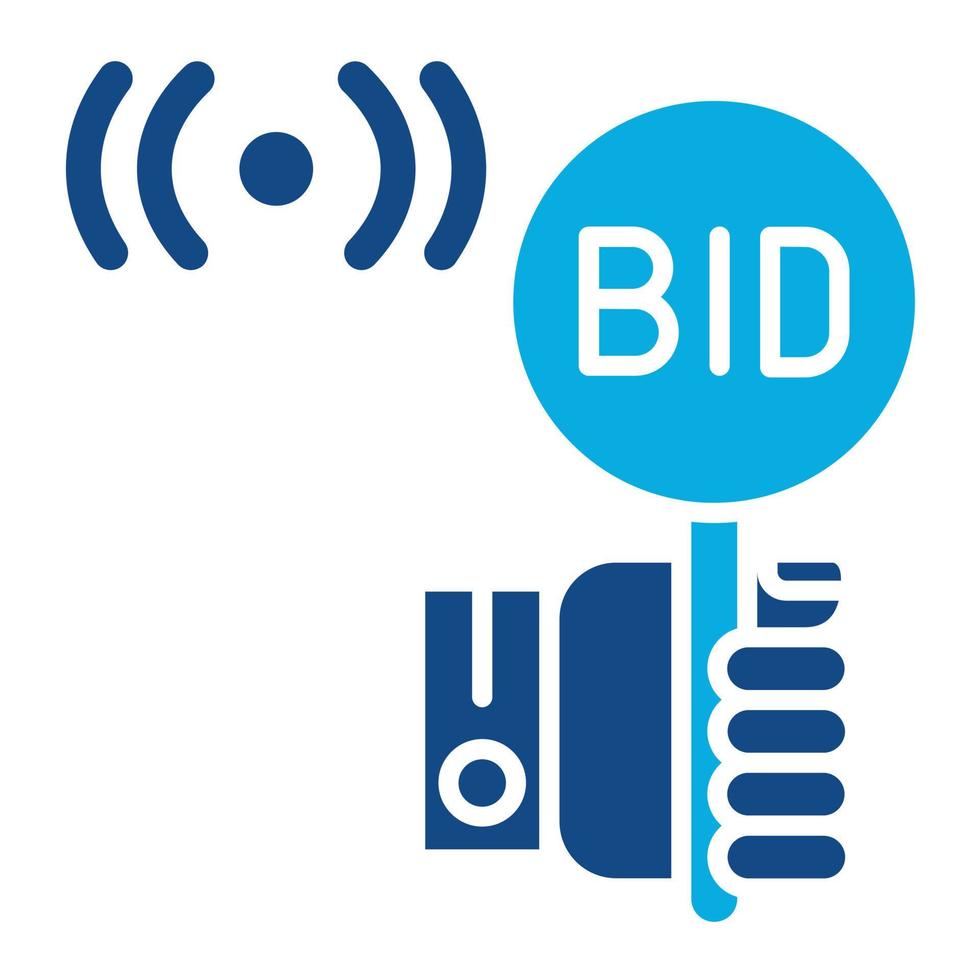 ícone de duas cores de glifo de licitação ao vivo vetor