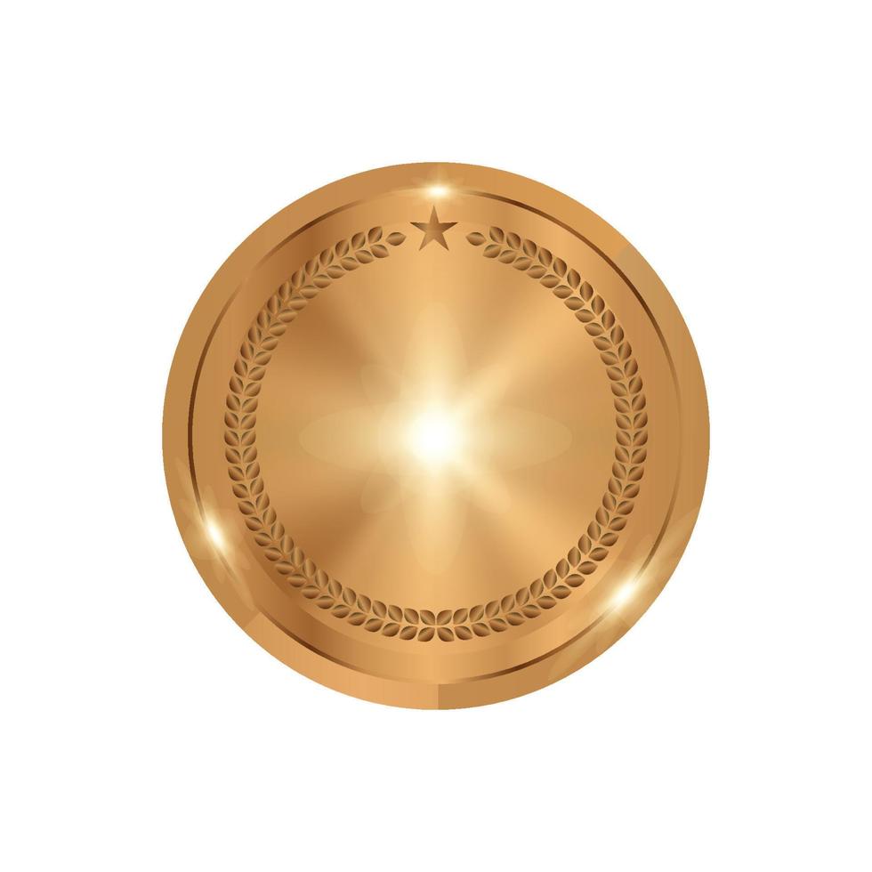 vetor 3d realista metal dourado moeda em branco ícone closeup isolado no fundo branco.