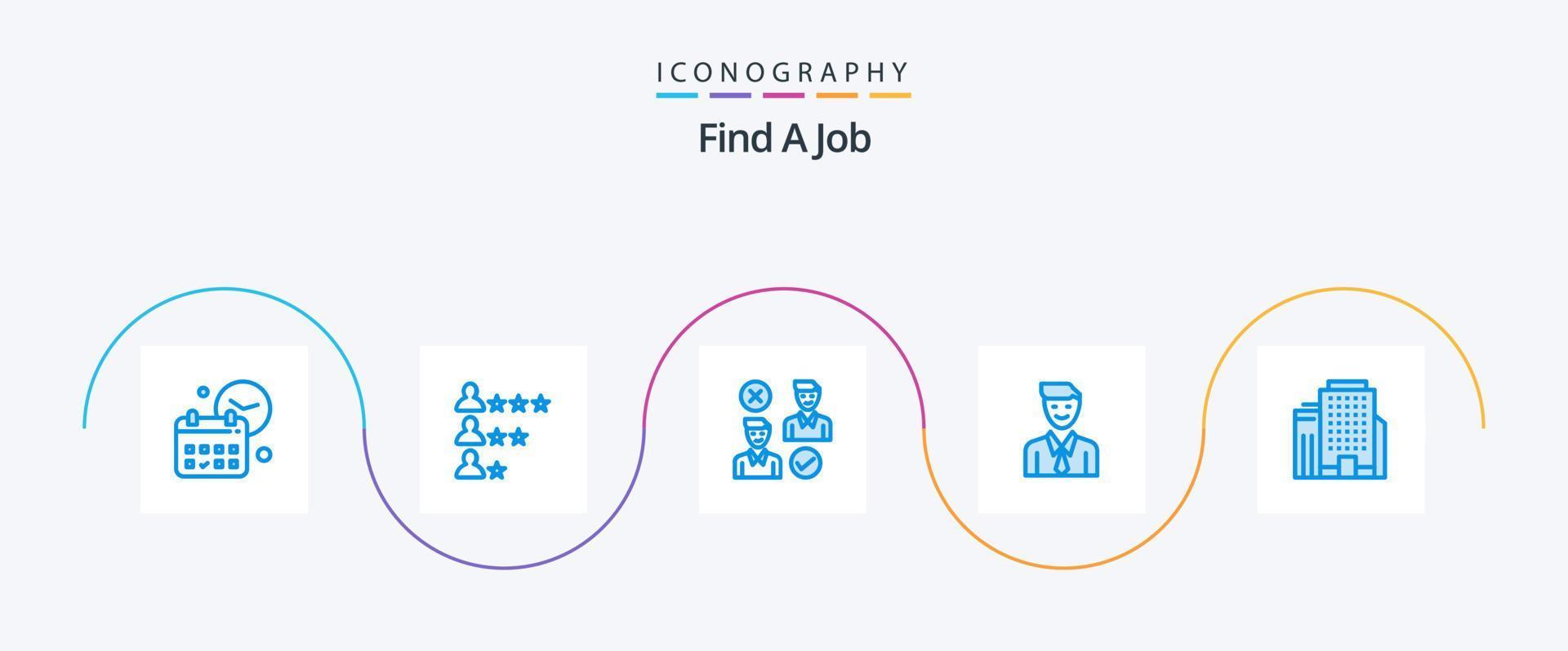 encontre um pacote de ícones azul 5 de trabalho, incluindo homem. executivo. rede. o negócio. Boa vetor