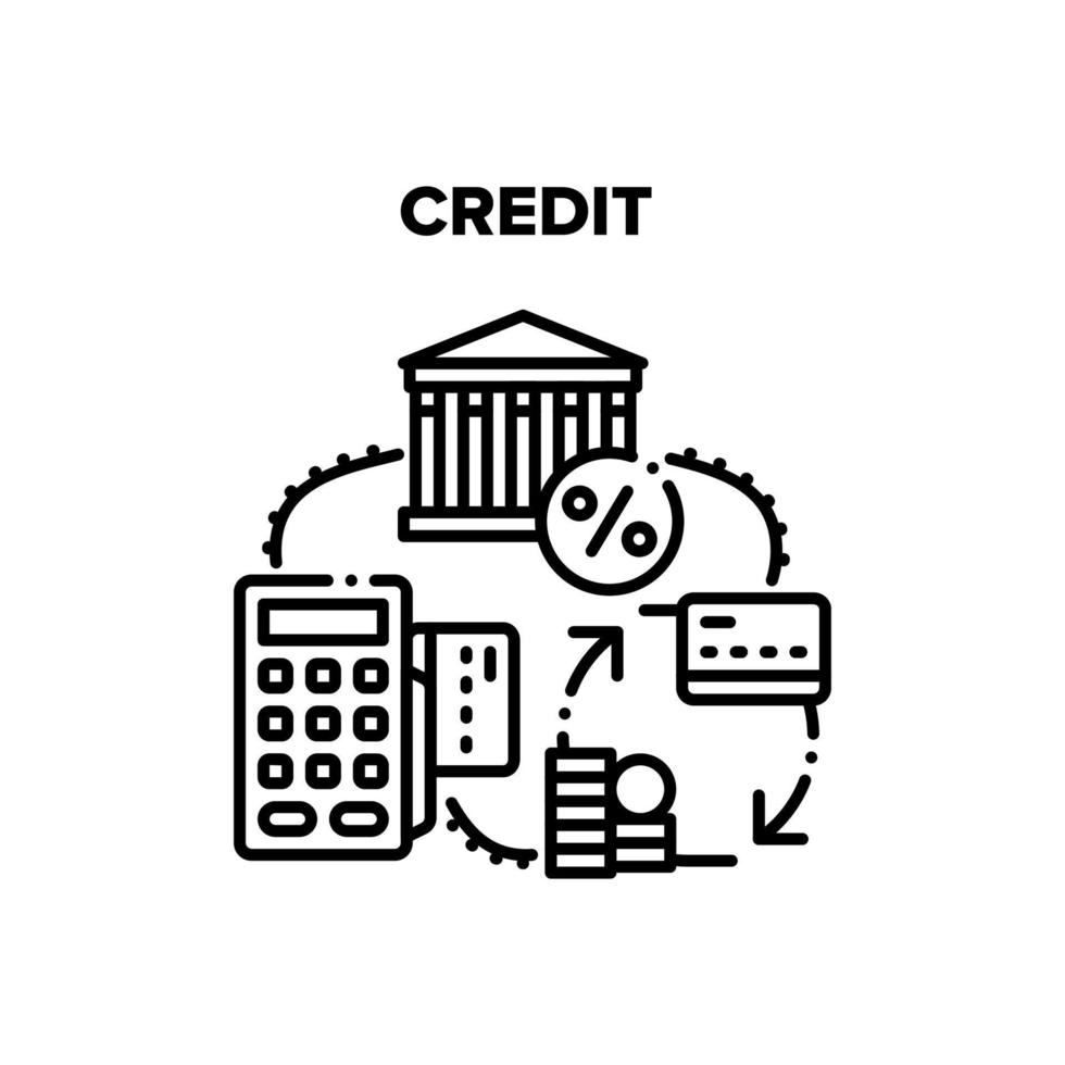 ilustração em vetor preto de dinheiro de crédito