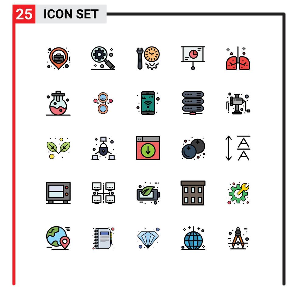 conjunto de 25 símbolos de ícones de interface do usuário modernos sinais para opções de trabalho em equipe hospitalar estratégia elementos de design de vetores editáveis de negócios