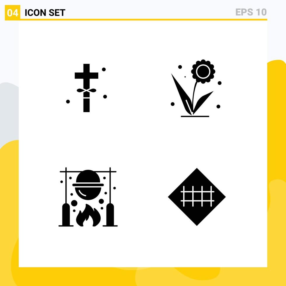 4 ícones criativos sinais modernos e símbolos de elementos de design de vetores editáveis de piquenique de flor de páscoa de outono
