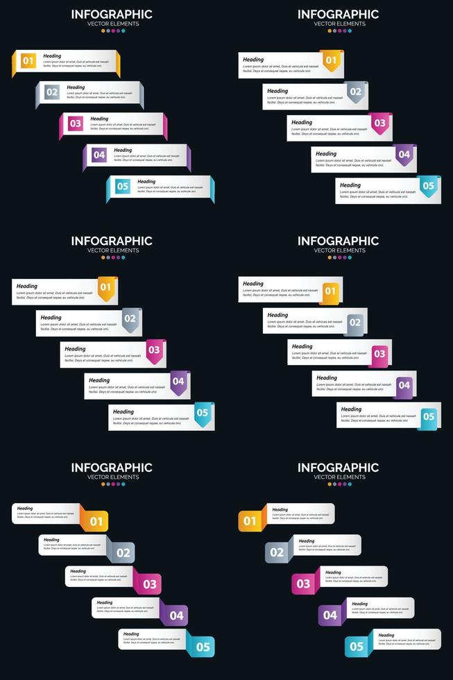 use seis infográficos vetoriais do nosso pacote para comunicar suas ideias de negócios. vetor