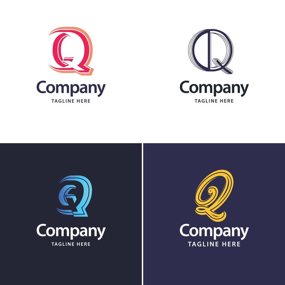 letra q design de pacote de logotipo grande design criativo de logotipos modernos para o seu negócio vetor