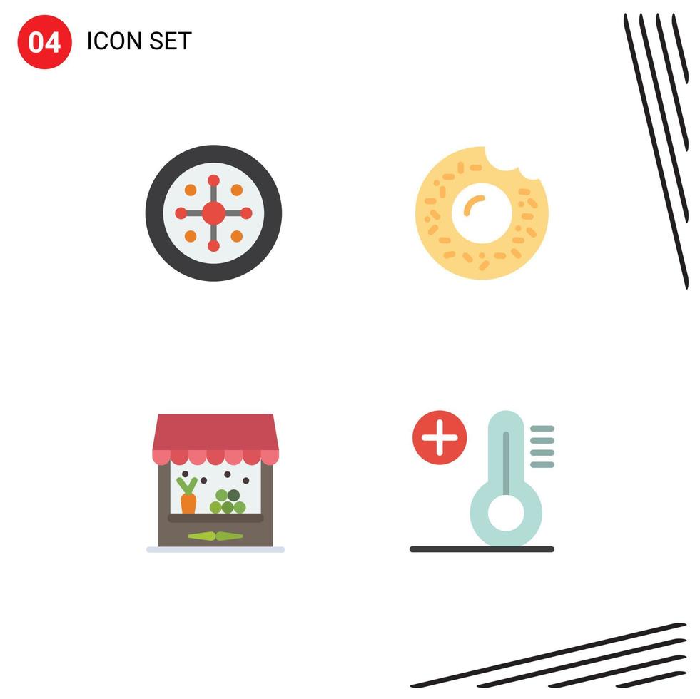 grupo de 4 ícones planos, sinais e símbolos para o escudo do armazém de natal, doces, elementos de design de vetores editáveis