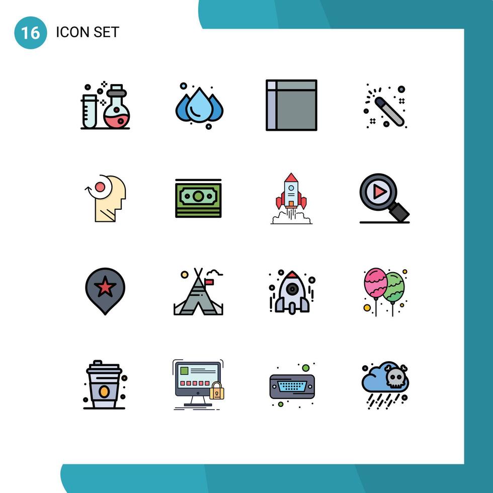 16 linhas preenchidas de cores planas de vetores temáticos e símbolos editáveis de seus assistentes de lenço transparentes mágicos elementos de design de vetores criativos editáveis