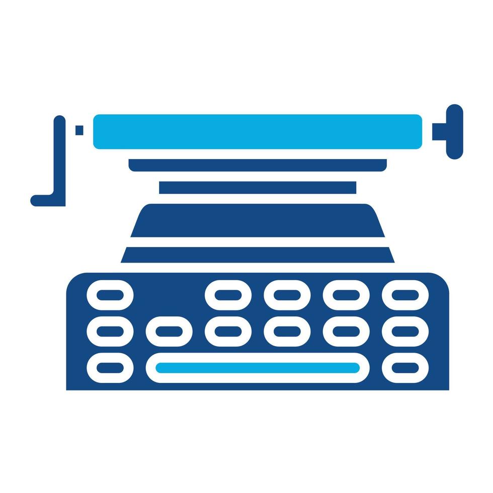 ícone de duas cores de glifo de máquina de escrever vetor